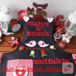 Keçeden çifte kumrular mutfak önlüğü