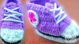 Örgü mor Converse bebek patiği