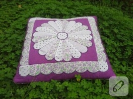 Dresden plate örneğinden patchwork yastık