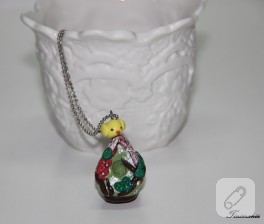 Fimo hamurundan kuş evi kolye
