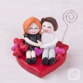 Fimo ile Sevgililer Günü için romantik çift notluk
