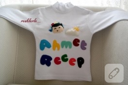 Keçe harflerle bebek badisi süsleme