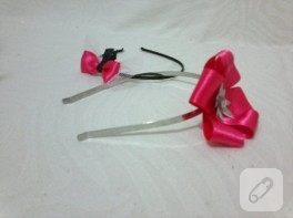 Pembe kurdele ile taç süsleme