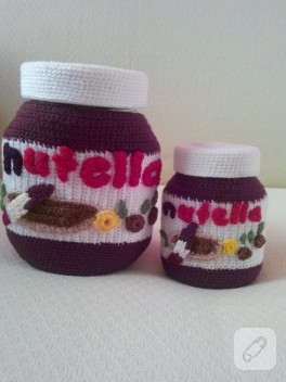 Örgü Nutella kavanoz kılıfı