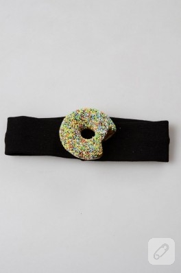 Renkli donut süslemeli bebek saç bandı