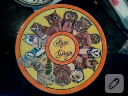 Baykuş Çetesi 1 (el boyama çini tabak)