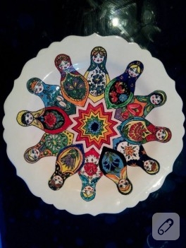 Matruşkalı çini tabak (el boyaması)