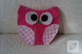 Pembe baykuş – keçe cüzdan