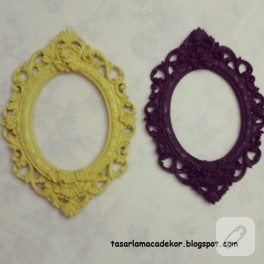 Ahşap boyama ve patchwork desenli çerçeveler