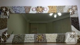 Deniz kabukları ile konsol aynası süsleme