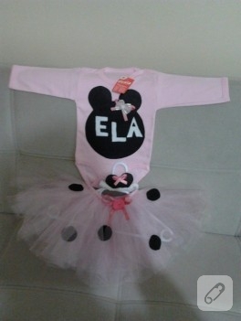 Minnie temalı pembe tütü etek takımı
