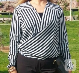 Çizgili anvelop bluz