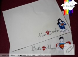 Superman temalı amerikan servisler (kumaş boyama)