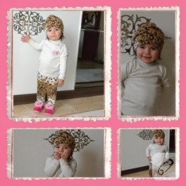 Leopar şapka ve pantolon