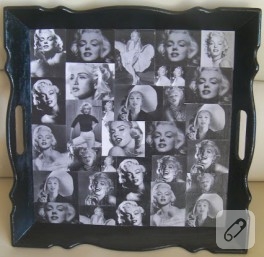 Marilyn Monroe dekupajlı tepsi