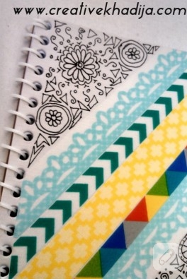 Renkli bantlarla defter süsleme