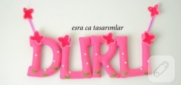 Keçe harflerden kapı süsü