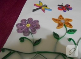 Quilling çiçek ve kelebekler