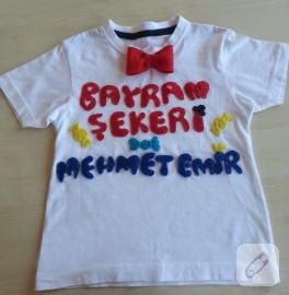 Keçe fiyonk süslemeli isme özel çocuk badisi