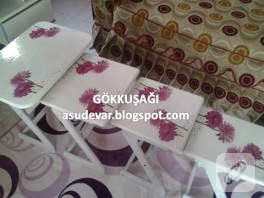 Mobilya boyama – papatyalı sehpalar